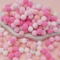 DIY plush pompoms in pink and white color mix for creative Christmas decorations - 100pcs Pack / 1.5cm / Pink Series