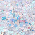 Mix of holographic laser sequins in star, flower and heart shapes for DIY jewelry making - Mermaid White Mixed