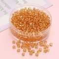 DIY jewelry 4mm amber glass beads in round shape stored in a clear plastic container - 4mm (Approx. 1mm Aperture, 10g/Pack, Approx. 110pcs) / Deep Gold