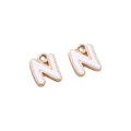 Weißer Emaille Buchstabe N Anhänger mit goldenem Legierungsrahmen für DIY Schmuck - Buchstabe N / 2 Stück/Packung / Weiß