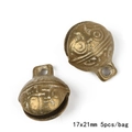 Set of 5 vintage bronze tiger head bell pendants for DIY jewelry, size 17x21mm - Small Style (CRT41)