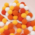 Colorful plush pom-poms for DIY crafts in yellow, orange, red, and white soft fiber - 30Pcs Pack / 2.5cm / Orange Series