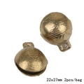 Set of two vintage bronze tiger head bells 22x27mm for DIY jewelry making and charms - Small-Medium Style (CRT41)