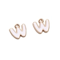 Weiße Emaille und goldene Legierung 'W' Buchstabenanhänger für DIY-Schmuckherstellung - Buchstabe W / 2 Stück/Packung / Weiß