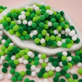 Colorful polyester pom poms in white and green shades for DIY Christmas crafts - Pack of 200 / 10mm (3/8 inch) / Green System