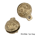 Vintage brass tiger head bell pendant 35x44mm with detailed embossed texture - Large Style (CRT41)