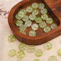 Frosted light green clover-shaped glass beads for handmade jewelry DIY crafts - 10x10mm (Aperture approx 1mm) 20 Pieces/Pack / Yellow-Green