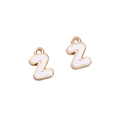 Weißer Emaille-Buchstabe Z Anhänger mit Goldlegierung für DIY-Handgefertigten Schmuck - Buchstabe Z / 2 Stück/Packung / Weiß