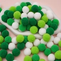 Colorful Christmas pom-poms in green and white colors for DIY creative festive decorations - 50 Pieces / 2cm / Green System