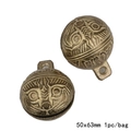 Vintage bronze owl bell pendant with embossed texture for DIY handmade jewelry crafts - Super Large Style (CRT41)