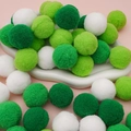 Colorful Christmas polyester pompoms in dark green, light green, and white for DIY crafts - 20 Pieces Set / 3cm / Green System