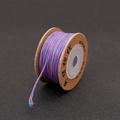 Pink and blue twisted waxed cotton cord for DIY jewelry on a round wooden spool - Ethnic Purple