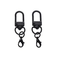 Matte black alloy swivel lobster clasp and metal keychain ring DIY accessory set - 31mm+8mm+14mm (48mm) 5 Pieces/Pack / Black