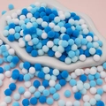 Colorful blue and white polyester plush pom poms for creative Christmas DIY decorations - Pack of 200 / 10mm (3/8 inch) / Blue Series