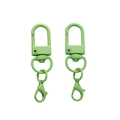 Set of two avocado green alloy lobster clasps with rotating swivel hooks for DIY crafts - Green