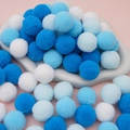 Blue and white plush pom poms on tray for DIY Christmas craft decoration - 30Pcs Pack / 2.5cm / Blue Series