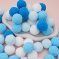 Colorful blue and white polyester plush pom poms for creative DIY Christmas crafts - 20 Pieces Set / 3cm / Blue Series