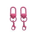 Pink matte alloy lobster clasp with D-ring swivel for DIY keychain and phone chain - Rose Red