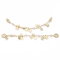 Catena per bracciale con stelle e perle dorate e connettori in zircone per DIY - #07 Catena d'Oro Stella Perla