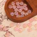 Cuentas de trébol de cristal rosa translúcido con brillo irisado para joyería DIY - Rosa Anaranjado