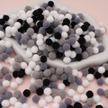 DIY colorful polyester plush balls in black, grey, and white for creative ornaments - Pack of 200 / 10mm (3/8 inch) / Black & White Series