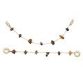 Bracciale a catena dorata con pietre occhio di tigre e ciondoli rotondi con strass - #11 Catena d'Oro Occhio di Tigre