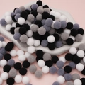 DIY plush pompoms in black white and grey for Christmas crafts and creative decor - 100pcs Pack / 1.5cm / Black & White Series