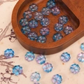 Cuentas de trébol en vidrio degradado azul-violeta para joyería y collares DIY - Azul marino