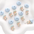 Blue mushroom beads and green baby doll charms for DIY jewelry making and bracelets - Mushroom Doll (BJI1187) / Blue