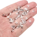 Polished silver square alloy spacer beads on palm for DIY handmade jewelry - Square Beads 4x4mm (Aperture 1.5mm) / Silver (Approx. 25 Pieces/Pack)