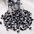 DIY black and white striped glass beads with glossy finish for jewelry making - Watermelon Beads (#07)