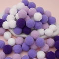 Mix of purple and white plush pompoms for DIY Christmas decorations and crafts - 30Pcs Pack / 2.5cm / Purple Series