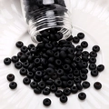 Matte black 10g glass seed beads for DIY jewelry making poured on a white plate - Matte Round Beads (#09)
