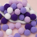Colorful polyester plush pom poms in shades of purple and white for DIY crafts - 20 Pieces Set / 3cm / Purple Series