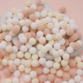 Macaron color plush pom poms in white, pink and yellow for DIY creative handmade crafts - 100pcs Pack / 1.5cm / Milk Tea Colors