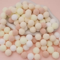 DIY plush Christmas pom-poms in soft white beige and pink tones for crafts - 50 Pieces / 2cm / Milk Tea Colors