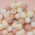 Colorful polyester plush pom poms in white and soft yellow for creative DIY crafts - 20 Pieces Set / 3cm / Milk Tea Colors