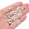 Silver square spacer beads with hammered texture for DIY jewelry making and bracelets - Textured Lava Rectangle 3.5x4mm (Aperture 2mm) / Silver (Approx. 25 Pieces/Pack)