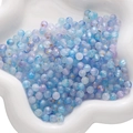 Blaue und lila gefrostete Acrylperlen mit Goldfolie in weißer Keramikschale - 6mm Öffnung ca. 1mm 10g/Packung ca. 100 Stk. / Blau und Lila Farbverlauf