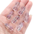 Iridescent peanut-shaped glass beads with aurora finish for DIY jewelry making - 12x23mm (Aperture 1mm) / Phantom Purple