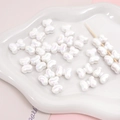 Iridescent pearl white acrylic bow-shaped beads for handmade DIY jewelry crafting - 2 Pieces/Pack (15×11mm) / White