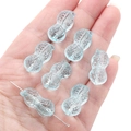 Light blue peanut-shaped glass beads for DIY jewelry making on a human palm - 12x23mm (Aperture 1mm) / Lake Blue