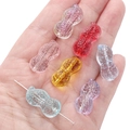 Peanut-shaped glass spacer beads in multiple transparent colors for DIY jewelry crafts - 12x23mm (Aperture 1mm) / Mixed Random