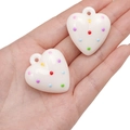 Ciondoli a cuore bianchi con pois colorati per braccialetti fai da te e gioielli - Cuore (32x35mm)