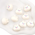 Cuentas de conejo de acrílico blanco crema con ojos azules y sonrisa rosa para joyería DIY - Conejo Beige