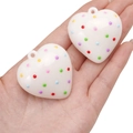 Polka dot acrylic heart charms in milky white finish for DIY jewelry crafting - Heart (42x44mm)