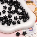 Perles acryliques noires brillantes en forme d'étoile et rondes pour bijoux DIY créatifs - 11x11mm / Noir 5 Pièces/Paquet