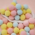 Colorful plush pom-poms in macaron pink, yellow, and blue for DIY creative crafts - 20 Pieces Set / 3cm / Light Mixed Theme