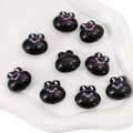 Lindas cuentas de conejo negras de acrílico con orejas rosas para joyería DIY - Conejo Negro