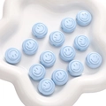 Cuentas redondas de acrílico azul claro con cara sonriente para joyería artesanal - 18mm Agujero Aprox 3mm / Cara Sonriente Redonda / Azul